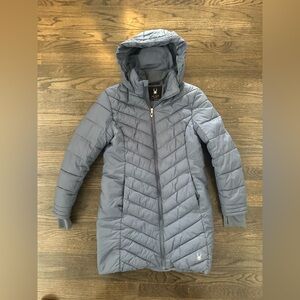 Gray Hooded Puffer Coat Spyder